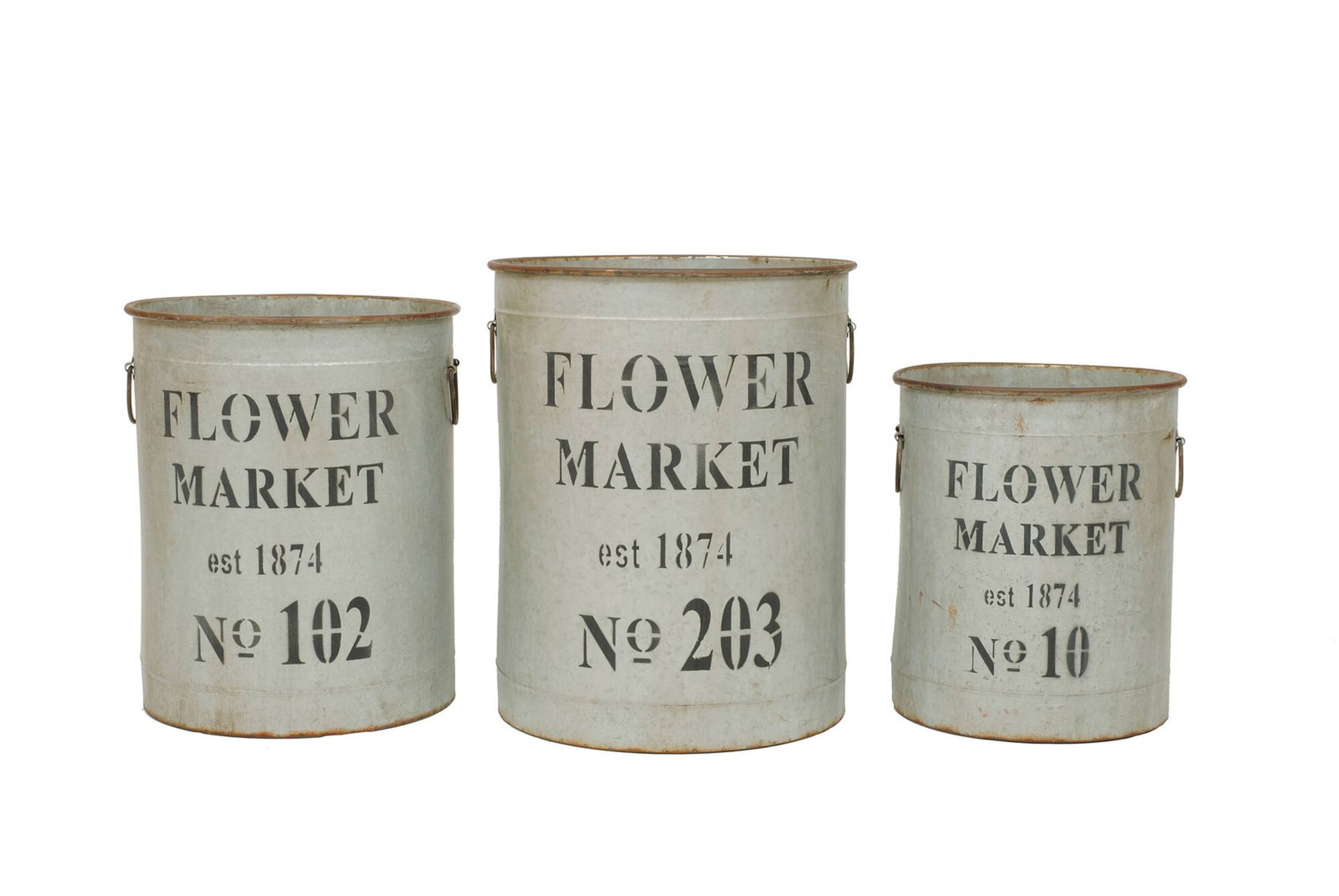 Hello Honey® Metal Flower Market Buckets Set